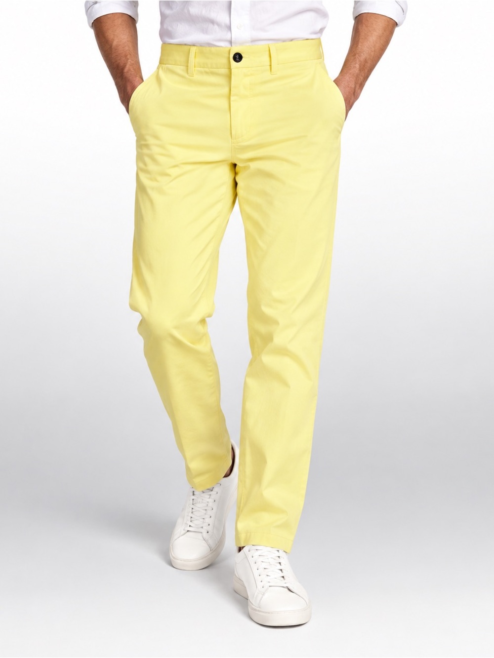 Lands’ End Men’s Yellow Slim Fit Chino Pants Size 31 Pale Lemon Cotton NWOT